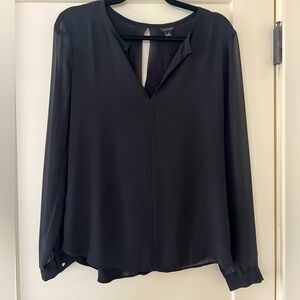 Ann Taylor Long Sleeve Black Blouse-size small